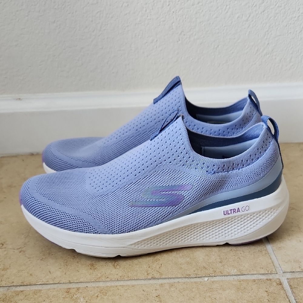 Skechers Women's Light Blue Slip-On Sneakers - Picture 5 of 16